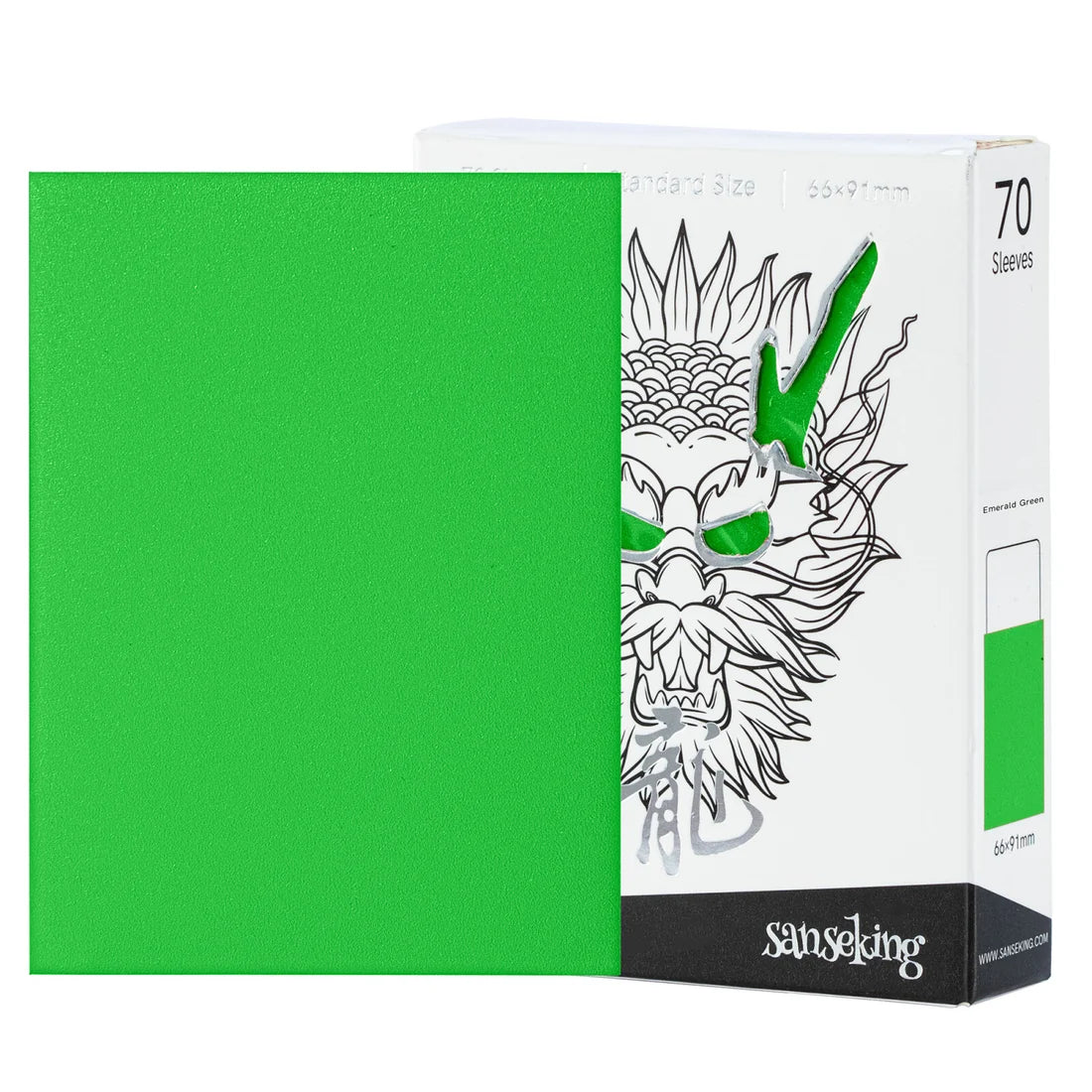 White Dragon Series- Tournament Sleeves-Emerald Green