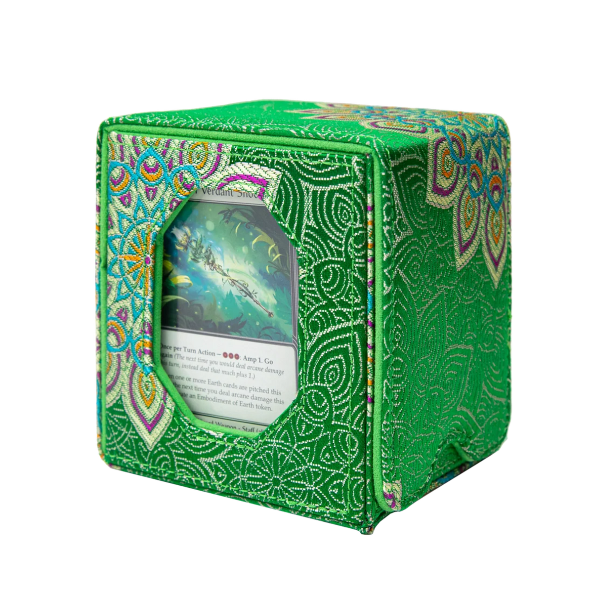 Brocade Deck Box-Green Lotus Blossom